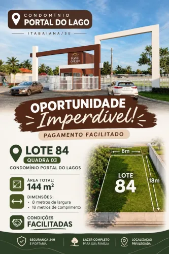 Lote 144m² à venda no Portal do Lago em Itabaiana SE