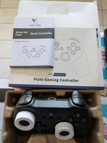 Controle Ace Gamer, Pluto Gaming Controller, PC/iOS/Android, Black!