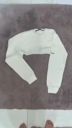Moletom Cropped Branco YOUCOM Manga Longa Tam PP - NOVO