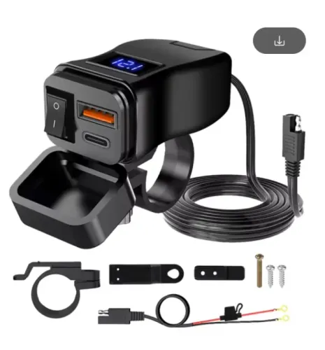 Carregador Tomada Voltímetro Usb Gps On/off Moto 12v