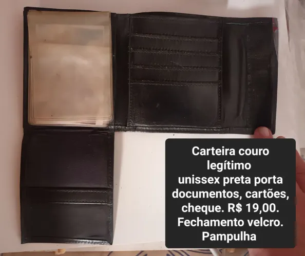 Carteira couro legítimo preta