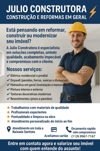 Elétrica e reformar em geral. Só chamar para um orçamento.