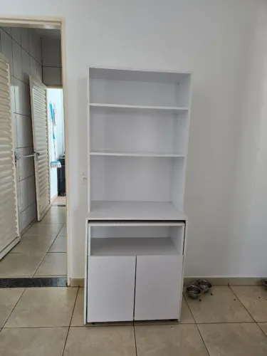 Armário Bancada de Cozinha 2 Portas com Mesa Retrátil