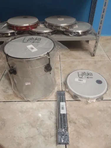Kit Pagode Repique de mão 10" Alumínio + Pandeiro 10" + Reco 3 molas profissional
