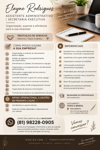ASSISTENTE ADMINISTRATIVO | SECRETARIA EXECUTIVA - Prestação de serviços - 100% REMOTA