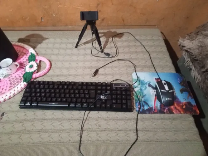 Kit mobiliador mouse teclado mouse pad e tripé