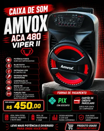Caixa de Som Amvox ACA 480 Viper II