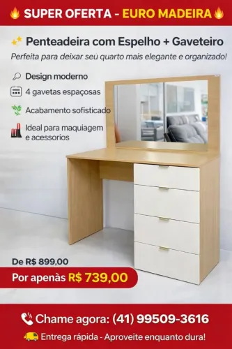 Penteadeira com espelho + Gaveteiro - Novo