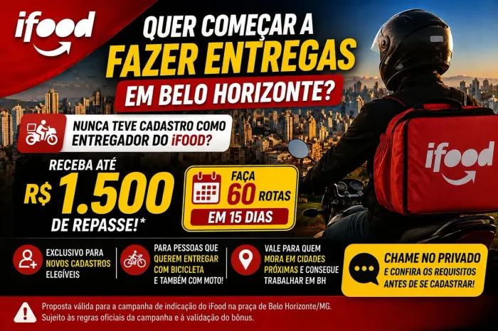 OPORTUNIDADE PARA QUEM QUER COMEÇAR A ENTREGAR EM BH!
