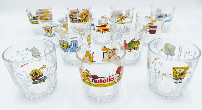 12 Copos de Vidro Decorados Vintage Nutella - Bob Esponja | Oportunidade | Frete Grátis