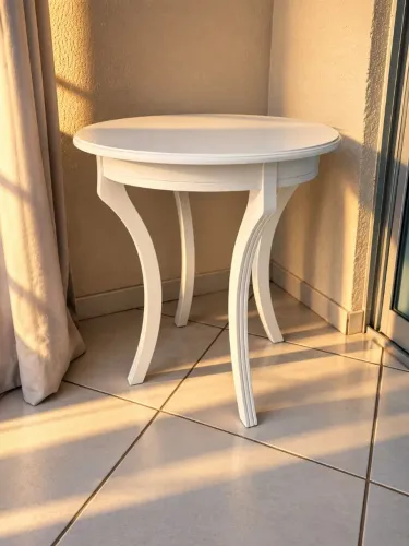 MESA LATERAL REDONDA BRANCA - LINDA, ELEGANTE E DECORATIVA!
