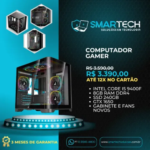 PC Gamer i5 9400F | GTX 1650 | SSD 240GB | 8GB RAM DDR4 (3 Meses Garantia)