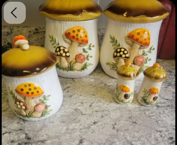 Pode cogumelo antiquário muito antigo 2 potes