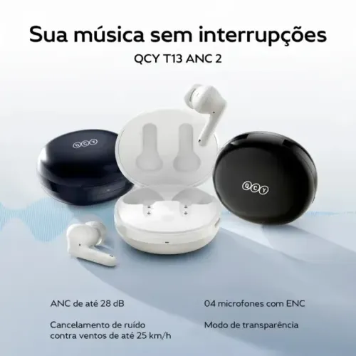 Fone QCY HT06 T13 ANC - Sem fio