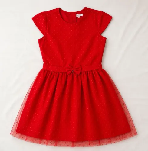 Vestido de Festa Infantil Vermelho Carinhoso Tam 16 Festa Tule
