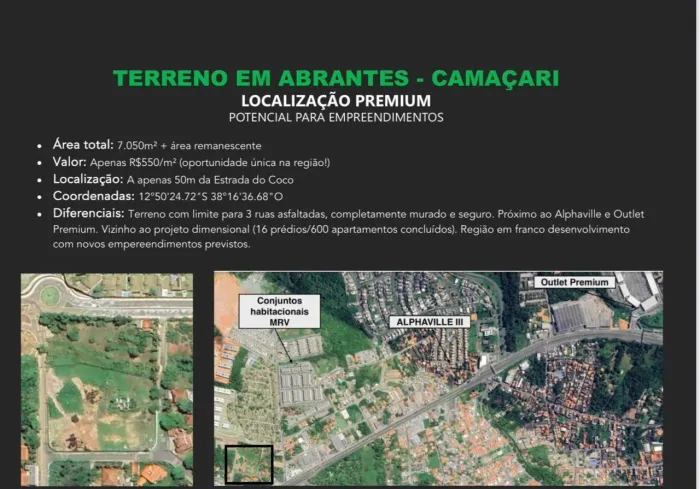 TERRENO COMERCIAL em CAMAÇARI - BA, CATU DE ABRANTES (ABRANTES)