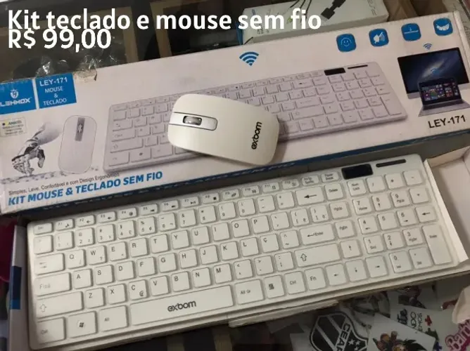 Kit teclado e mouse sem fio branco