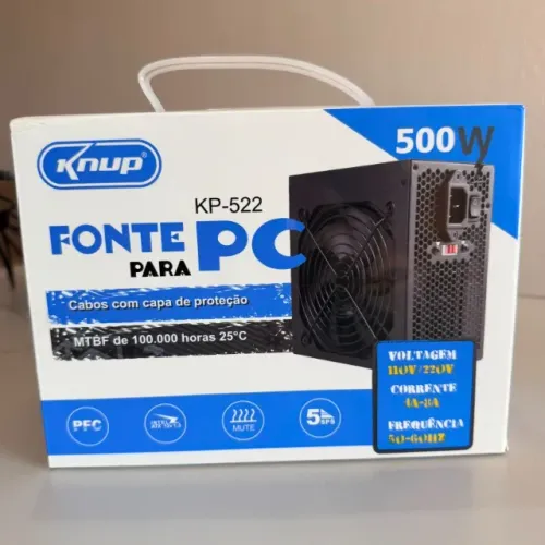 Fonte ATX Knup KP-522 500W Bivolt com Cabo | Nova