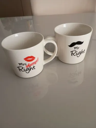 Kit canecas casal mr. right & mrs. always right Capacidade 280 ml