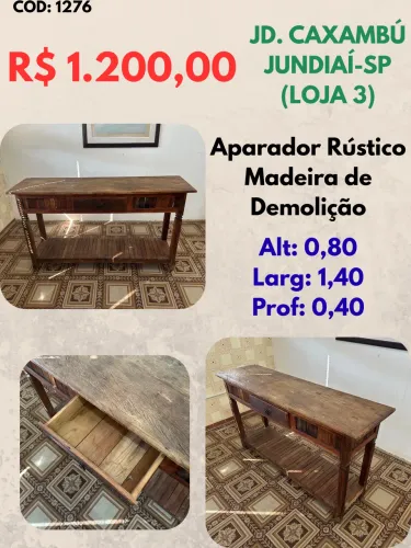 Aparador Rústico Madeira de Demolição com gaveta
