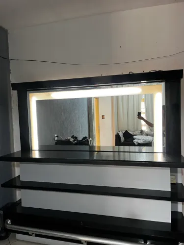 Bancada de salão com espelho e Led 2 metros 