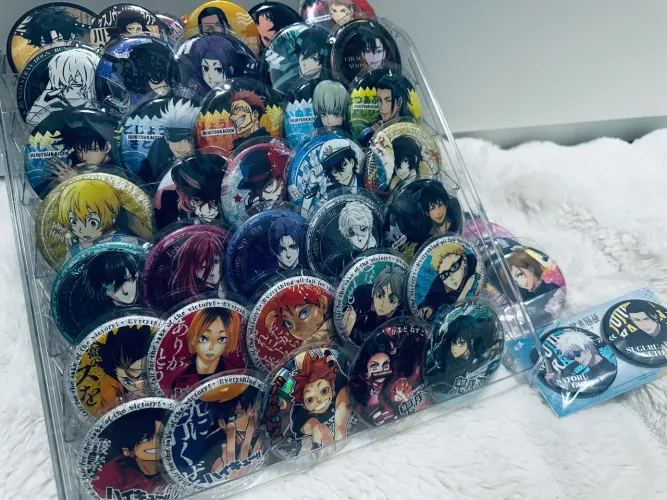 45 broches de anime importado + suporte grande e 31 capa protetora de broche (brinde)
