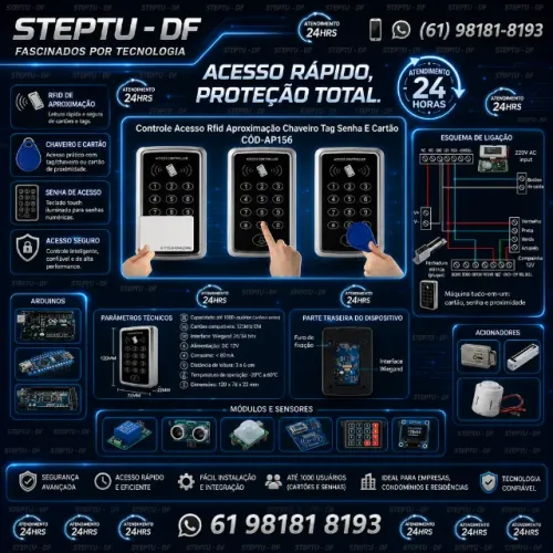 Controle Acesso Rfid Aproximação Chaveiro Tag Senha E Cartão Arduino Automação COD-AP156