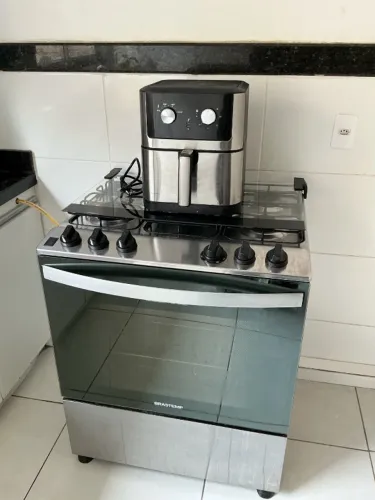 Fogão Brastemp Inox 5 Bocas com Forno + Air Fryer 