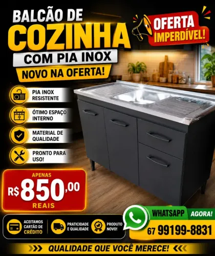 Balcão de cozinha pia de inox novo frete grátis 