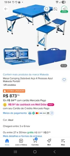 Mesa de camping  dobrável 