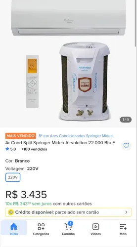 Ar Condicionado Springer 22mil BTUS lacrado