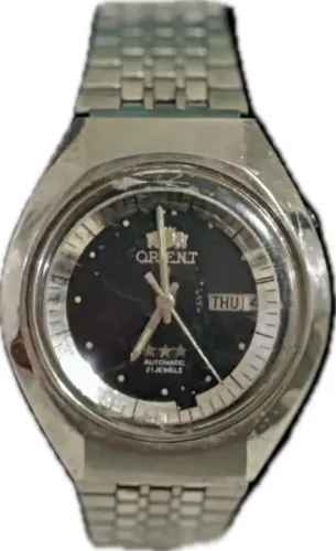 Relógio de pulso masculino automático antigo original Orient 3 estrelas 