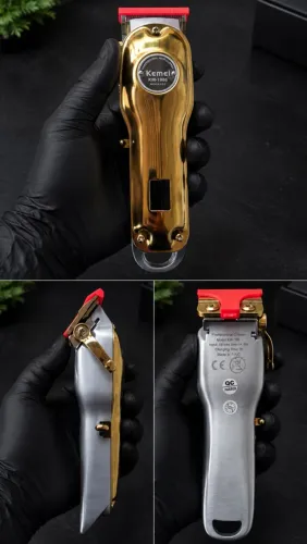 Máquina Kemei KM-1986 Gold Dourada + Kit Completo
