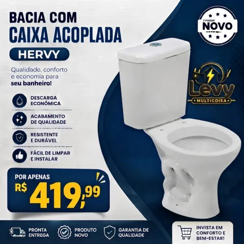 Bacia com caixa acoplada branca