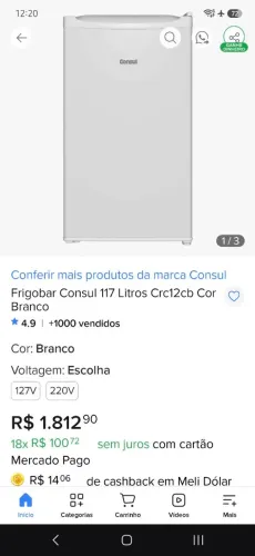 Frigobar Consul 120 litros