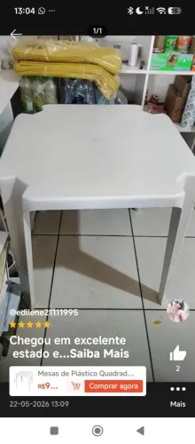 vendo mesa de plástico no preço pra sair logo 60 ZAP * emteressados corre apro