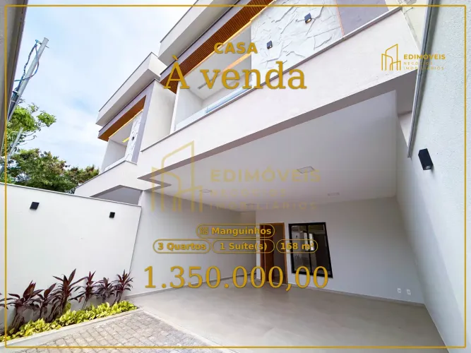Manguinhos: Casa Moderna com Acabamentos de Qualidade e Espaço Gourmet