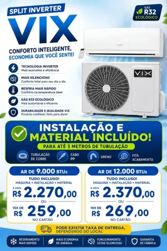 AR CONDICIONADO SPLIT VIX 9000/12000 BTU´S