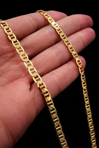 Cordão de elo âncora banhado a ouro 18k