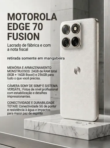 Motorola Edge 70 Fusion (256GB / 24GB RAM Boost) - Branco Premium