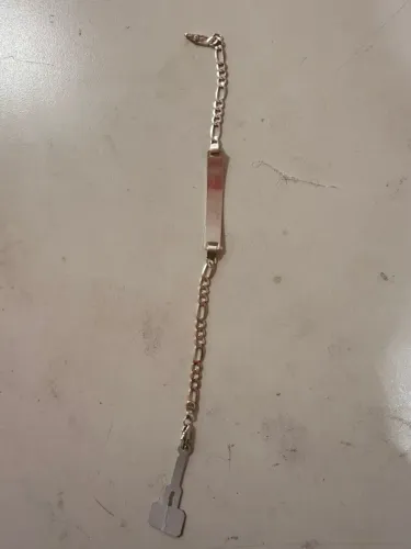 Pulseira Masculina Prata com Plaquinha para gravação - gravamos o nome que quiser