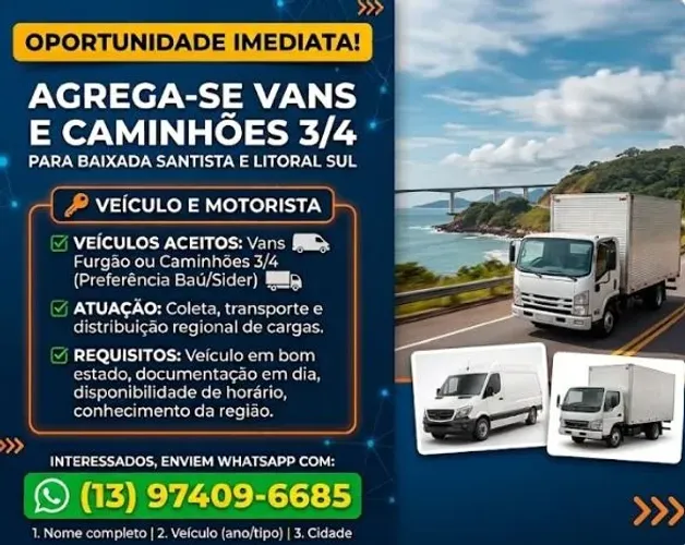 Agrega-se Van e Caminhão 3/4