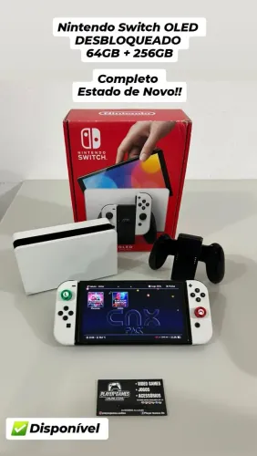 Nintendo Switch Oled DESBLOQUEADO!! 64GB + 256GB! (Aceito Cartão)