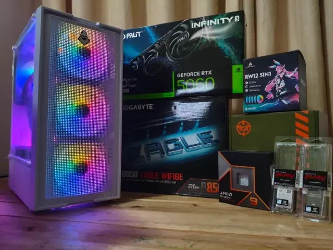 [AM5 NOVO] PC Gamer Ryzen 9 9950X 5.7Ghz / Mem 32Gb / SSD 512Gb / RTX 5060 8Gb / WC 120mm