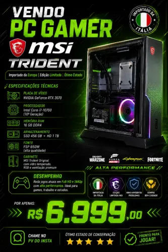 PC Gamer MSI EDIÇÃO LIMITADA