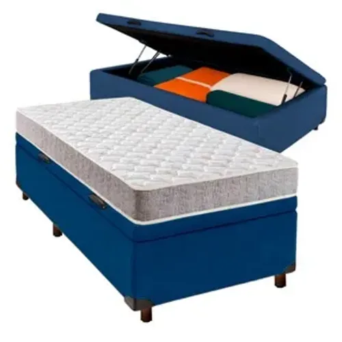 Kit Cama Baú Azul Royal + Colchão D20