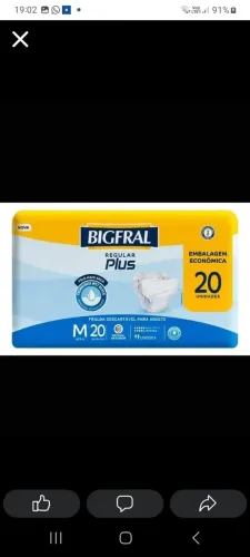 Frauda Descartável Bigfral Tamanho M com 20 unidades 