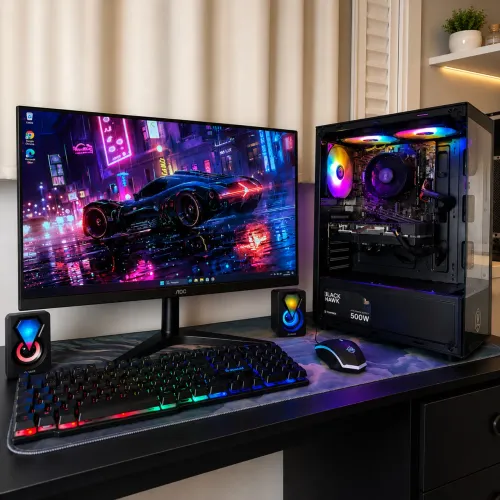 PC GAMER COMPLETO | RYZEN 5 4500 | RX 580 | 16GB RAM | MONITOR 24 POL