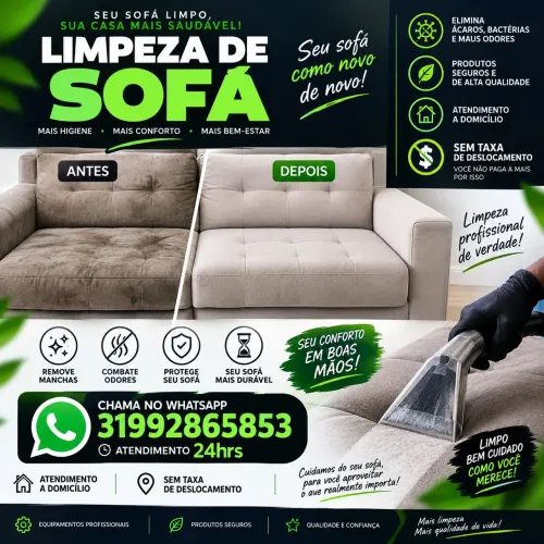 Limpeza de sofá poltrona colchão bancos estofados