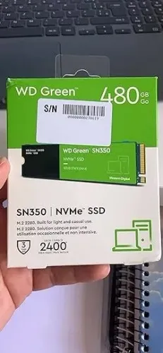 SSD 480GB WD Green Sn350 PCIe NVMe com alta velocidade de leitura e gravação Lacrado